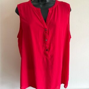 Adrianna Papell Vibrant Red Sleeveless Blouse